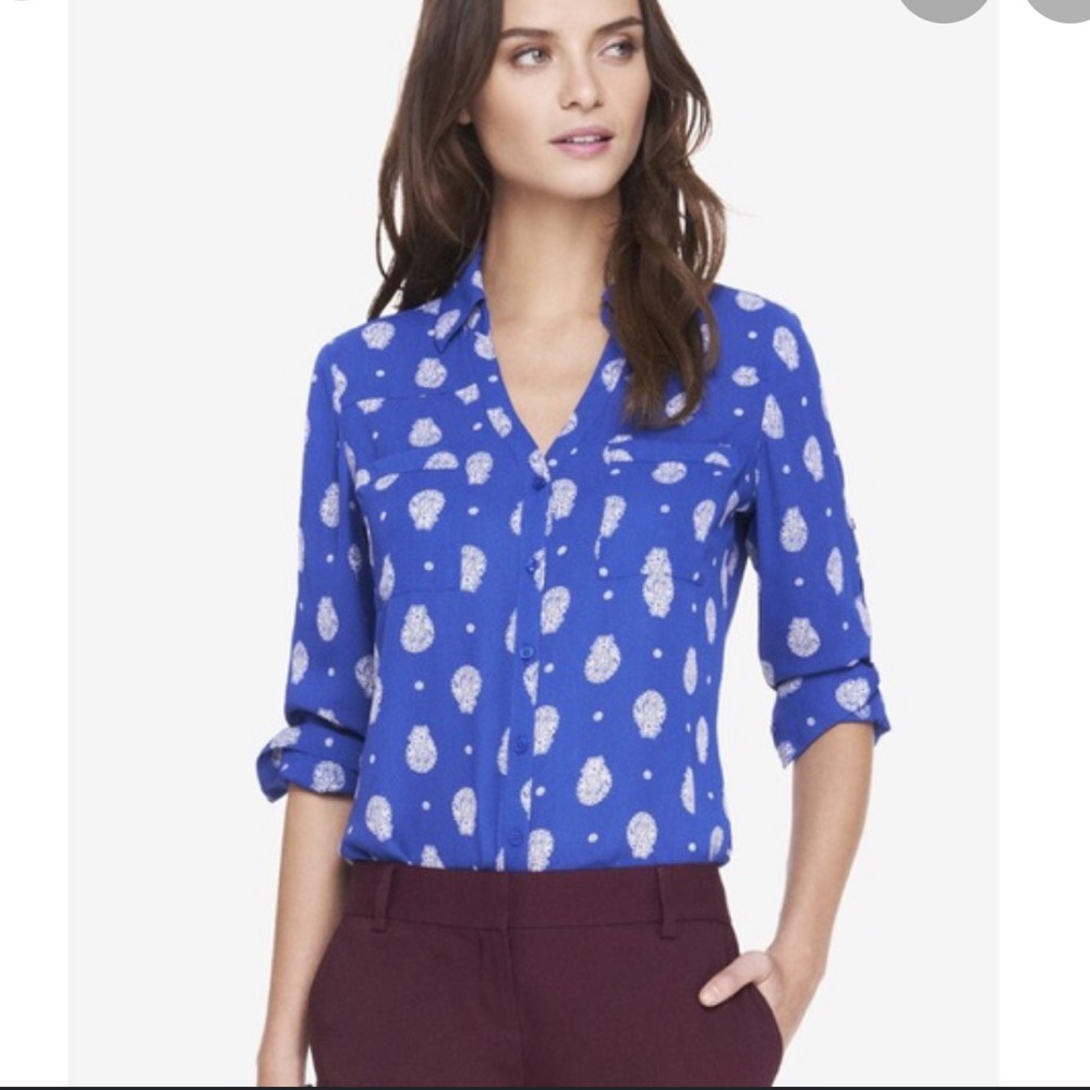 Express Portafino Shirt - Blue with Paisley